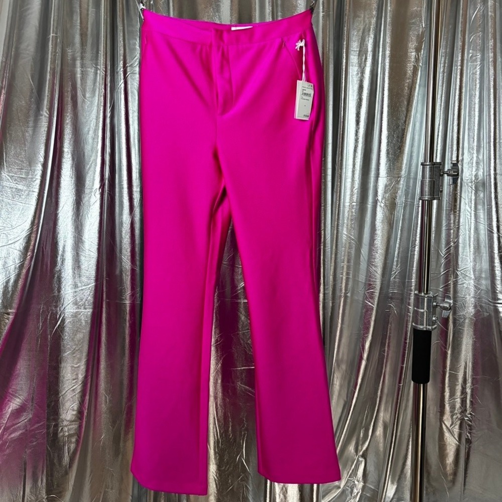 Good American Hot Pink Magenta High Rise Flare Pants NWT